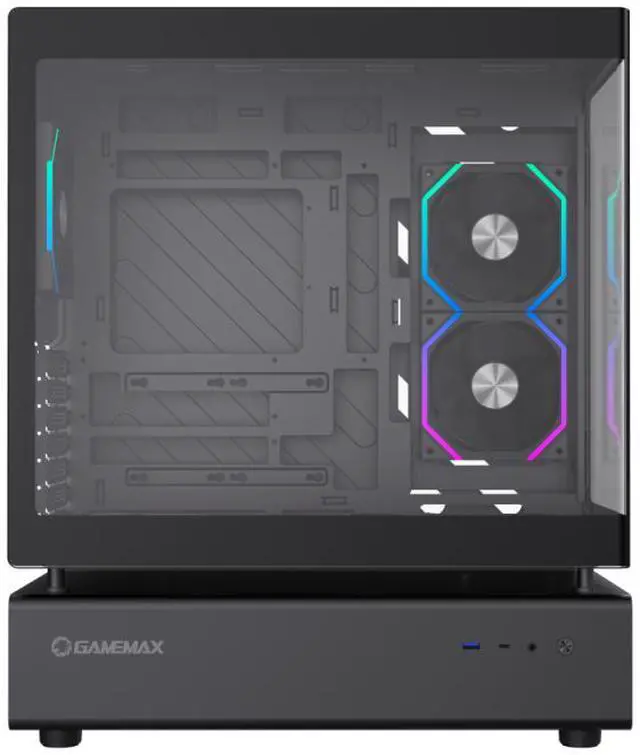 Alt view image 15 of 15 - GAMEMAX Infinity N80 BK Black Curved Tempered Glass USB3.0/Type C ATX Mid Tower Case w/6 PWM ARGB Fans (Pre-Installed)