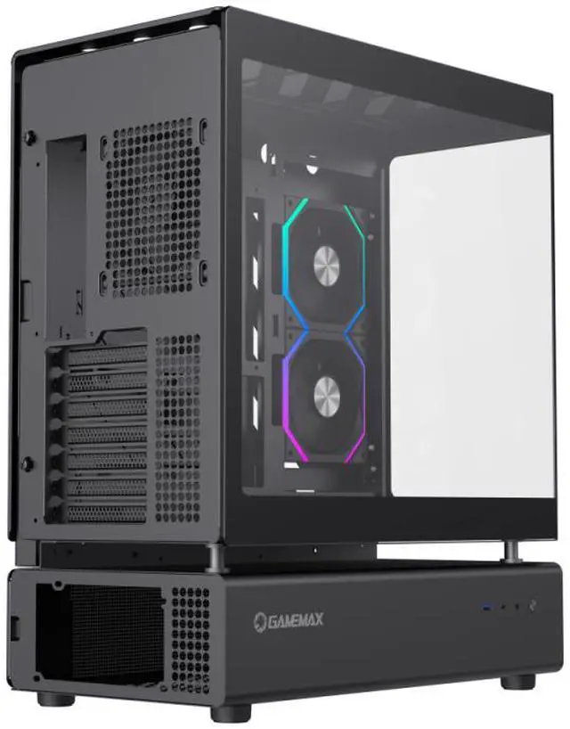 Alt view image 16 of 15 - GAMEMAX Infinity N80 BK Black Curved Tempered Glass USB3.0/Type C ATX Mid Tower Case w/6 PWM ARGB Fans (Pre-Installed)