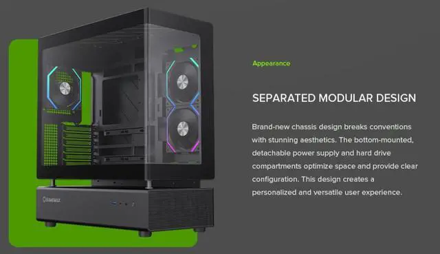 Alt view image 5 of 15 - GAMEMAX Infinity N80 BK Black Curved Tempered Glass USB3.0/Type C ATX Mid Tower Case w/6 PWM ARGB Fans (Pre-Installed)