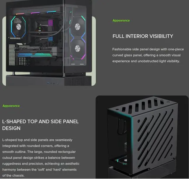 Alt view image 7 of 15 - GAMEMAX Infinity N80 BK Black Curved Tempered Glass USB3.0/Type C ATX Mid Tower Case w/6 PWM ARGB Fans (Pre-Installed)