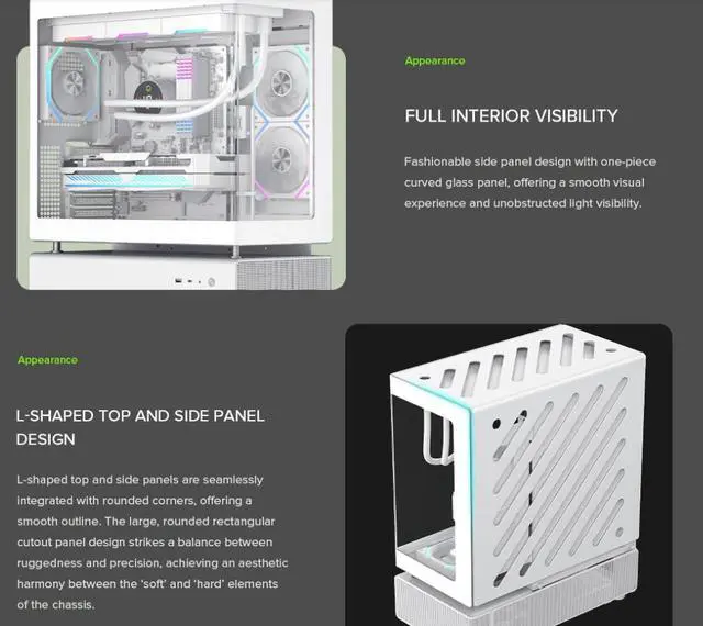 Alt view image 6 of 16 - GAMEMAX Infinity N80 WH White Curved Tempered Glass USB3.0/Type C ATX Mid Tower Case w/6 PWM ARGB Fans (Pre-Installed)