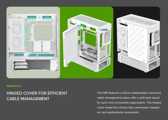 Alt view image 8 of 16 - GAMEMAX Infinity N80 WH White Curved Tempered Glass USB3.0/Type C ATX Mid Tower Case w/6 PWM ARGB Fans (Pre-Installed)