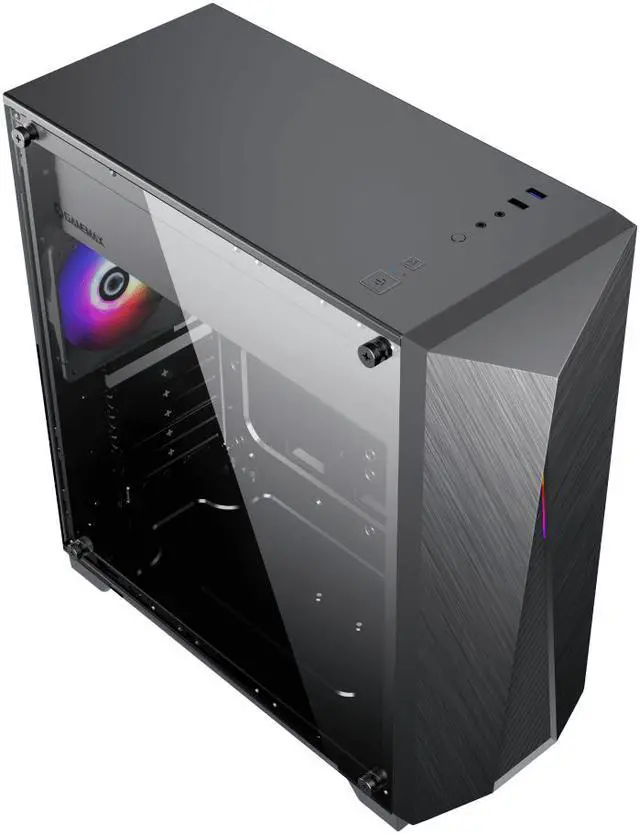 Alt view image 4 of 10 - GAMEMAX Gamemax Nova N6 Black Steel / Tempered Glass ATX Mid Tower Gaming Computer Case