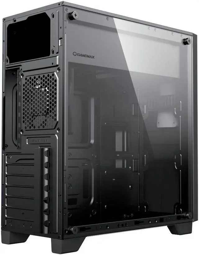 Alt view image 8 of 10 - GAMEMAX Gamemax Nova N6 Black Steel / Tempered Glass ATX Mid Tower Gaming Computer Case