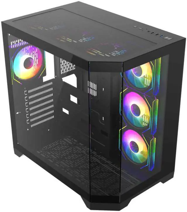 Alt view image 5 of 11 - GAMEMAX HYPE-A Black USB3.0 Mid-Tower ATX Tempered Glass Computer Case w/4 x PWM ARGB Fans (3 x MB side, 1 x Rear) Pre-Installed, Support 4090 GPU and 360mm AIO