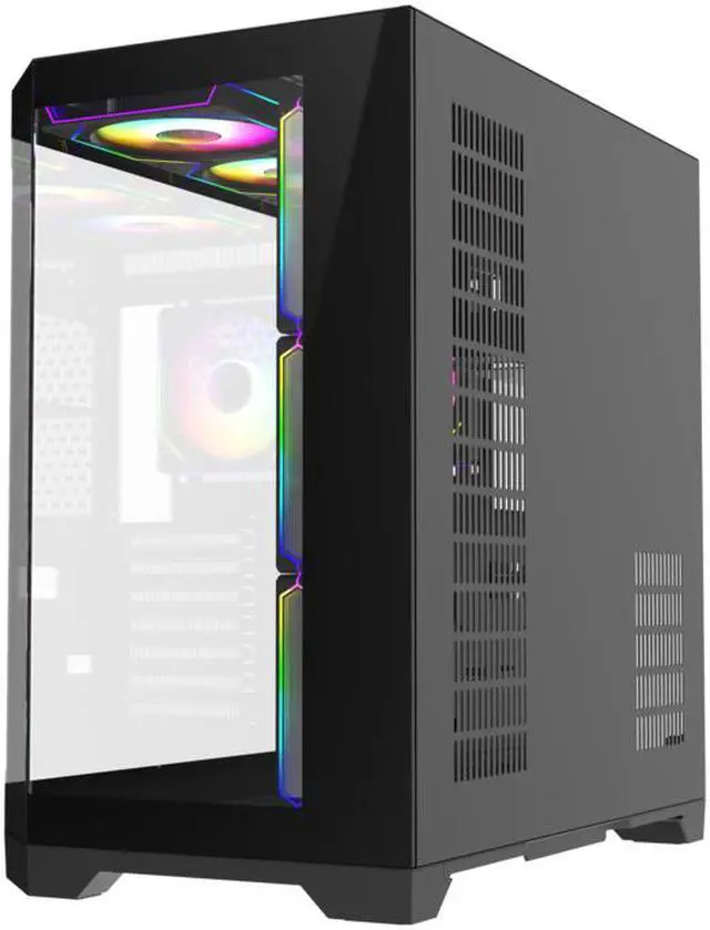 Alt view image 7 of 11 - GAMEMAX HYPE-A Black USB3.0 Mid-Tower ATX Tempered Glass Computer Case w/4 x PWM ARGB Fans (3 x MB side, 1 x Rear) Pre-Installed, Support 4090 GPU and 360mm AIO