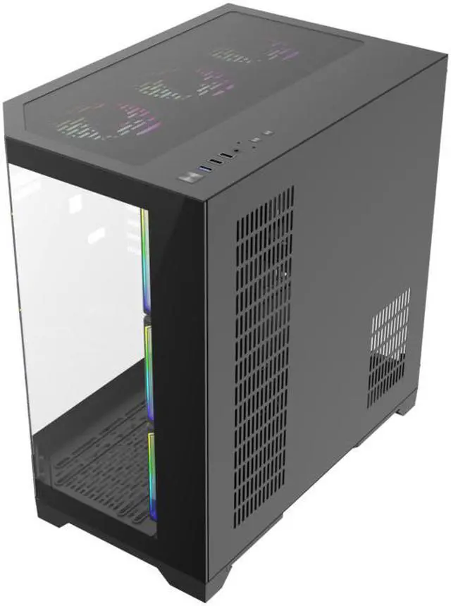 Alt view image 8 of 11 - GAMEMAX HYPE-A Black USB3.0 Mid-Tower ATX Tempered Glass Computer Case w/4 x PWM ARGB Fans (3 x MB side, 1 x Rear) Pre-Installed, Support 4090 GPU and 360mm AIO