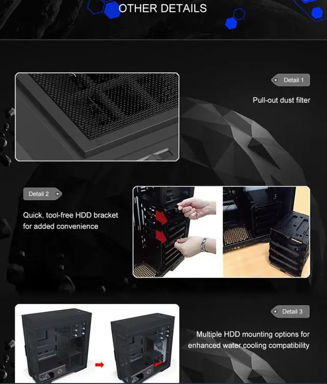 Alt view image 11 of 19 - GAMEMAX MASTER 2 Black Tempered Glass USB3.0 and Type C Full Tower ATX Computer Case w/3 x ARGB Fans (Pre-Installed), Support 4090TI GPU and 360mm AIO