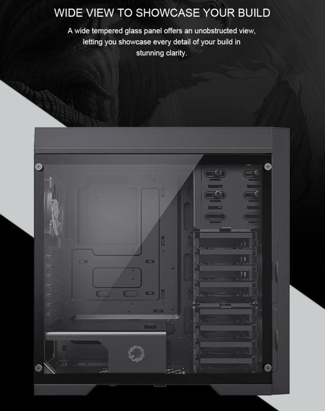 Alt view image 8 of 19 - GAMEMAX MASTER 2 Black Tempered Glass USB3.0 and Type C Full Tower ATX Computer Case w/3 x ARGB Fans (Pre-Installed), Support 4090TI GPU and 360mm AIO