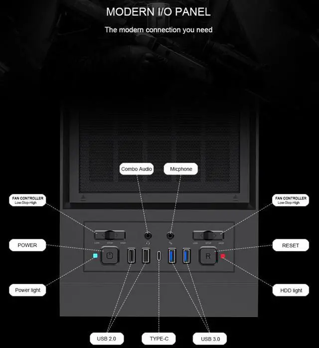 Alt view image 3 of 19 - GAMEMAX MASTER 2 Black Tempered Glass USB3.0 and Type C Full Tower ATX Computer Case w/3 x ARGB Fans (Pre-Installed), Support 4090TI GPU and 360mm AIO