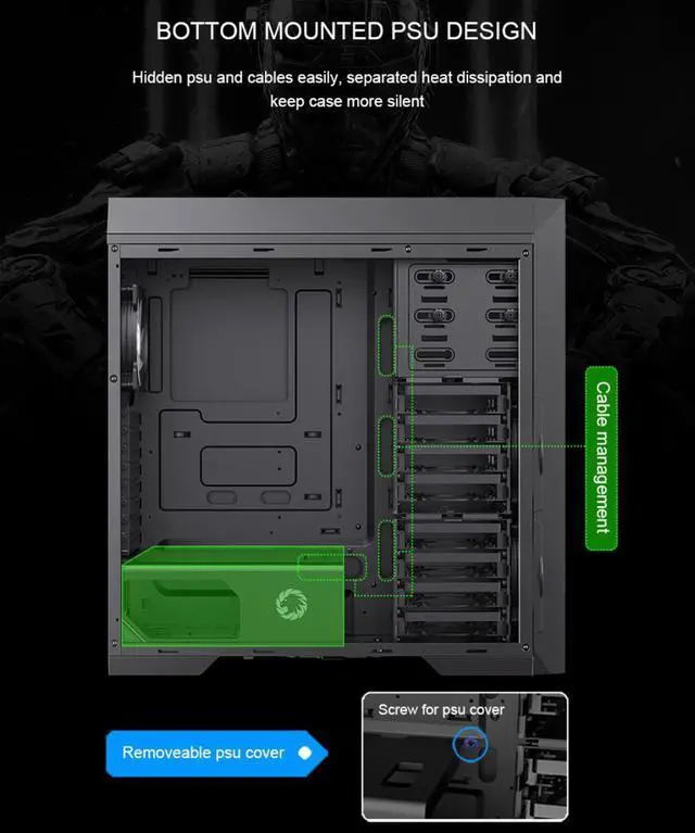 Alt view image 7 of 19 - GAMEMAX MASTER 2 Black Tempered Glass USB3.0 and Type C Full Tower ATX Computer Case w/3 x ARGB Fans (Pre-Installed), Support 4090TI GPU and 360mm AIO