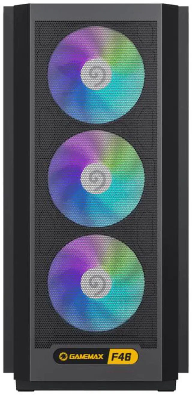 Alt view image 4 of 6 - GAMEMAX F46BK Black USB3.0/Type C Tempered Glass Mid-tower ATX Computer Cases w/ 4 x ARGB/PWM fans Pre-Installed