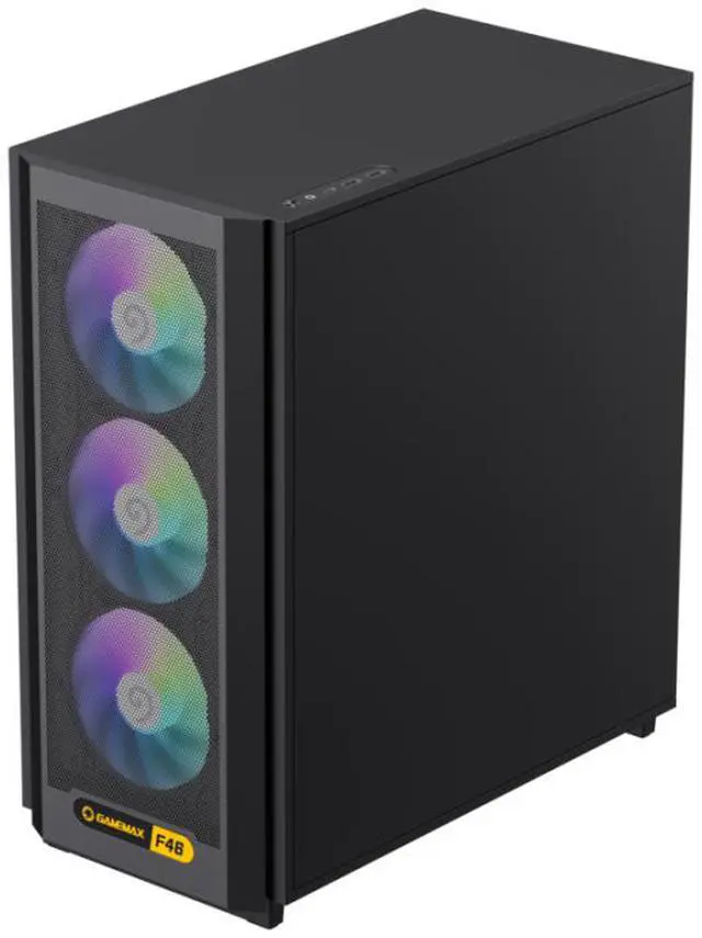 Alt view image 2 of 6 - GAMEMAX F46BK Black USB3.0/Type C Tempered Glass Mid-tower ATX Computer Cases w/ 4 x ARGB/PWM fans Pre-Installed