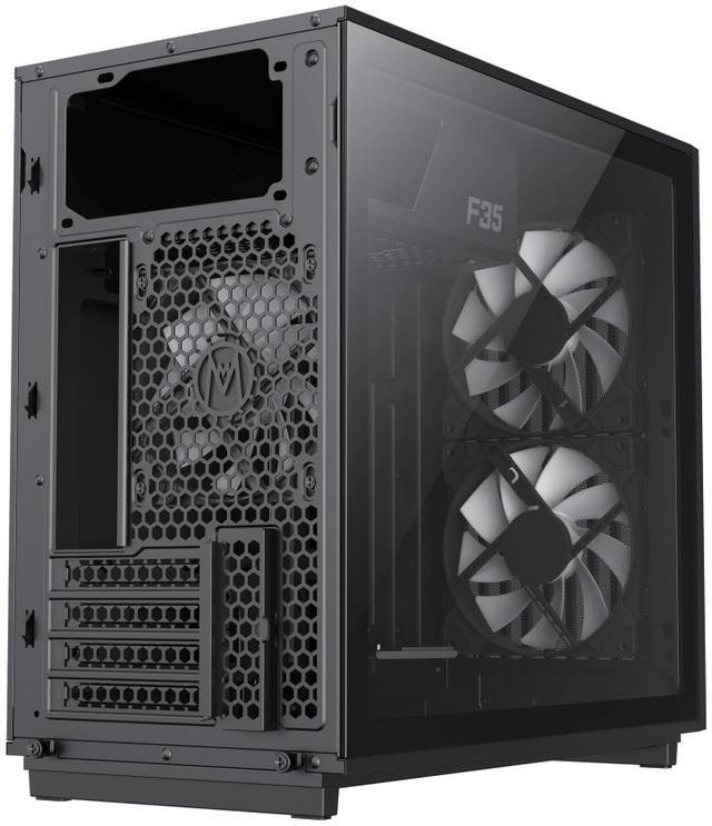 Alt view image 9 of 13 - GAMEMAX F35 BW Black USB3.0 /Type C Micro-ATX Gaming PC Tempered Glass Computer Case, Pre-installed 3x ARGB Fan