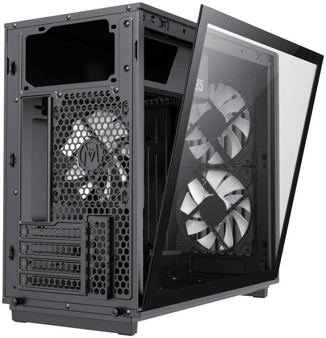 Alt view image 12 of 13 - GAMEMAX F35 BW Black USB3.0 /Type C Micro-ATX Gaming PC Tempered Glass Computer Case, Pre-installed 3x ARGB Fan