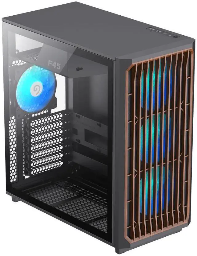 Alt view image 4 of 14 - GAMEMAX F45 BW Black USB3.0 /Type C ATX Mid Tower Gaming Computer Case w/l Tempered Glass Panel and 4 x ARGB 120mm Fans (Pre-Installed), Support 360mm AIO