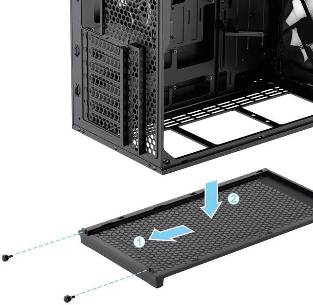 Alt view image 14 of 14 - GAMEMAX F45 BW Black USB3.0 /Type C ATX Mid Tower Gaming Computer Case w/l Tempered Glass Panel and 4 x ARGB 120mm Fans (Pre-Installed), Support 360mm AIO