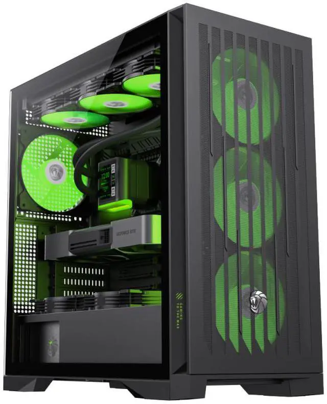 Alt view image 3 of 10 - GAMEMAX Mid Tower Gaming Case LEADER 2 BK Leader 2 BK Black case. Comprehensive Compatibility: Supports E-ATX motherboards, 425mm GPUs, 420mm radiators, 245mm PSUs, and 185mm air coolers.