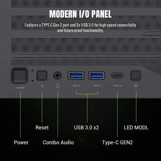 Alt view image 6 of 10 - GAMEMAX Mid Tower Gaming Case LEADER 2 BK Leader 2 BK Black case. Comprehensive Compatibility: Supports E-ATX motherboards, 425mm GPUs, 420mm radiators, 245mm PSUs, and 185mm air coolers.