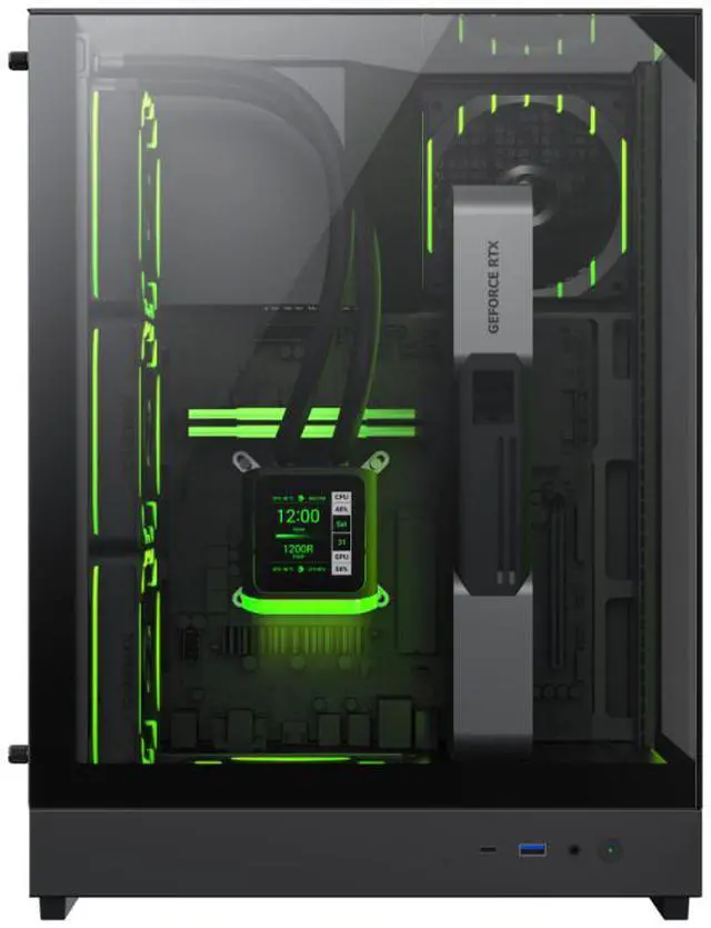 Alt view image 2 of 11 - GAMEMAX T20 BK Black case. Three-sided tempered glass offers a full, unobstructed view of your hardware. 90° rotated motherboard layout enhances airflow using the natural Stack Effect.