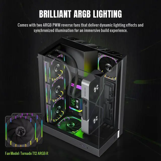 Alt view image 5 of 11 - GAMEMAX T20 BK Black case. Three-sided tempered glass offers a full, unobstructed view of your hardware. 90° rotated motherboard layout enhances airflow using the natural Stack Effect.