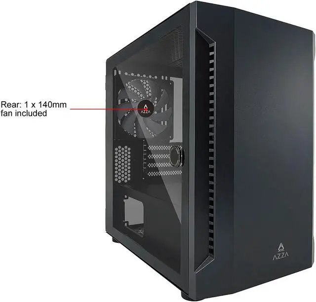 Alt view image 2 of 10 - AZZA Bastion CSAZ-120 Black Steel / Plastic / Tempered Glass Micro ATX Mid Tower Computer Case (1 x 140mm fan included )