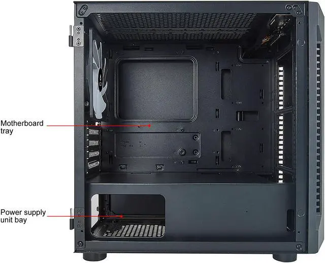 Alt view image 9 of 10 - AZZA Bastion CSAZ-120 Black Steel / Plastic / Tempered Glass Micro ATX Mid Tower Computer Case (1 x 140mm fan included )