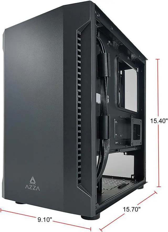 Alt view image 7 of 10 - AZZA Bastion CSAZ-120 Black Steel / Plastic / Tempered Glass Micro ATX Mid Tower Computer Case (1 x 140mm fan included )