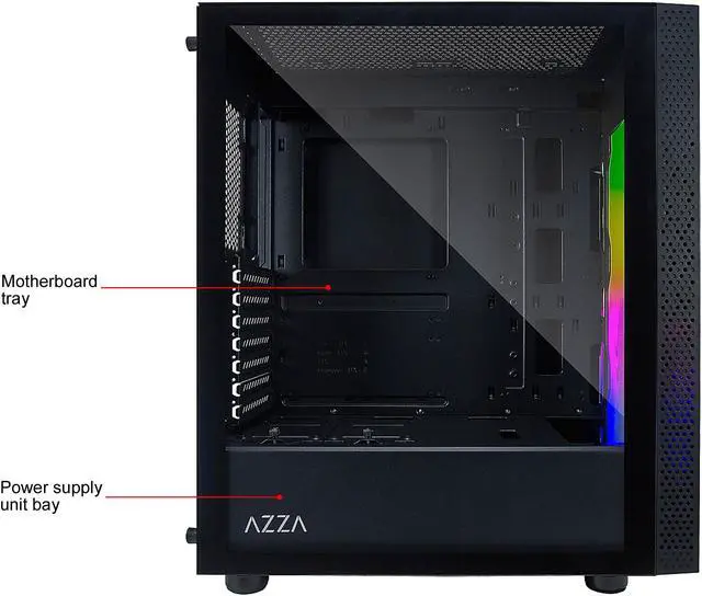 Alt view image 7 of 8 - AZZA CELESTA CSAZ-340F Black Steel / Plastic / Tempered Glass ATX Mid Tower Computer Case with Addressable RGB Light Strip in the Front