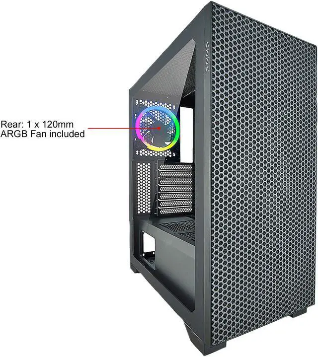 Alt view image 2 of 17 - AZZA HIVE 450 / Gaming / ATX Mid-Tower /  / Tempered Glass / Black / Steel / 1 x 120mm fan included