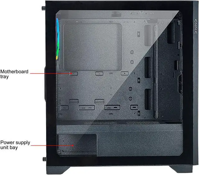 Alt view image 8 of 17 - AZZA HIVE 450 / Gaming / ATX Mid-Tower /  / Tempered Glass / Black / Steel / 1 x 120mm fan included