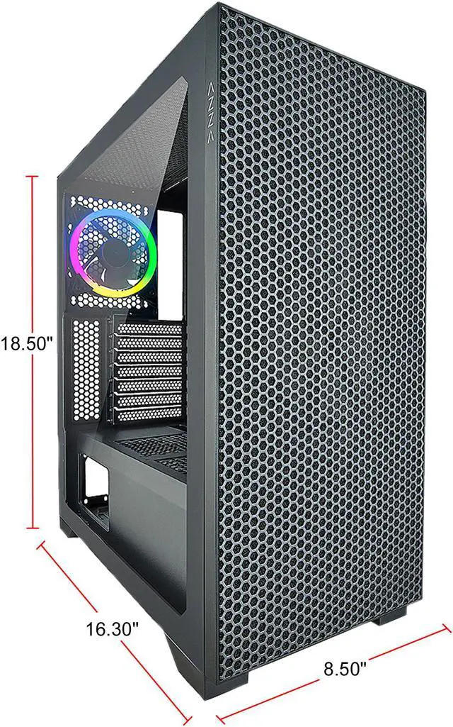 Alt view image 3 of 17 - AZZA HIVE 450 / Gaming / ATX Mid-Tower /  / Tempered Glass / Black / Steel / 1 x 120mm fan included