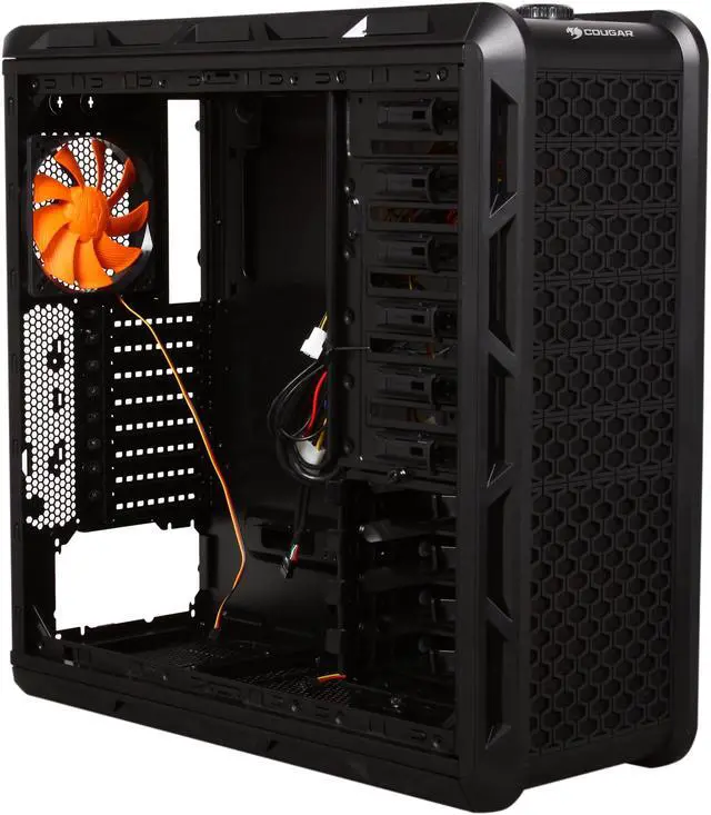 Alt view image 8 of 10 - COUGAR Evolution Black SECC ATX Mid Tower Computer Case with Dual 12cm COUGAR TURBINE HYPER-SPIN Bearing Silent Fans, 2 x USB 3.0, 2 x USB 2.0
