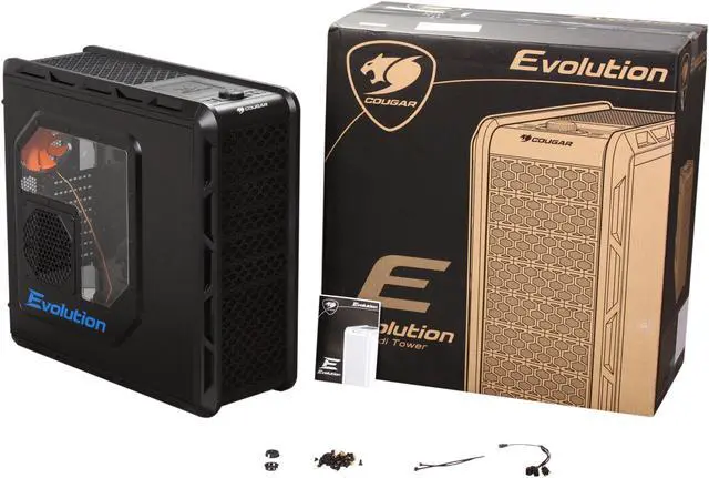Alt view image 10 of 10 - COUGAR Evolution Black SECC ATX Mid Tower Computer Case with Dual 12cm COUGAR TURBINE HYPER-SPIN Bearing Silent Fans, 2 x USB 3.0, 2 x USB 2.0