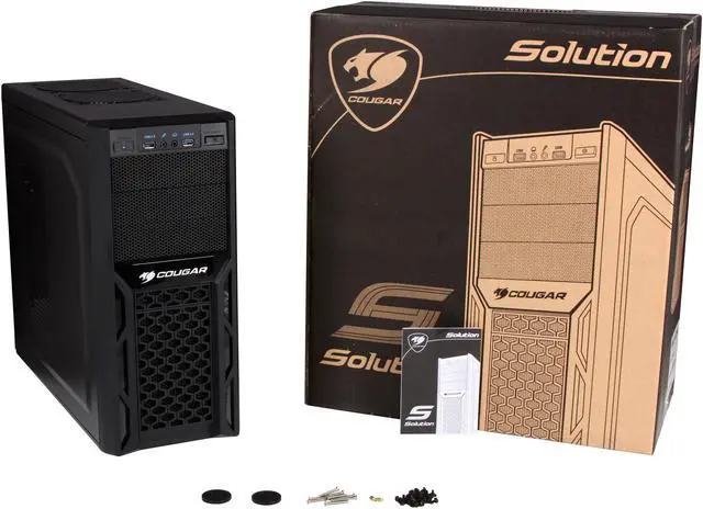 Alt view image 9 of 9 - COUGAR Solution Black Steel ATX Mid Tower Computer Case with 12cm COUGAR TURBINE HYPER-SPIN Bearing Silent Fan and USB 3.0