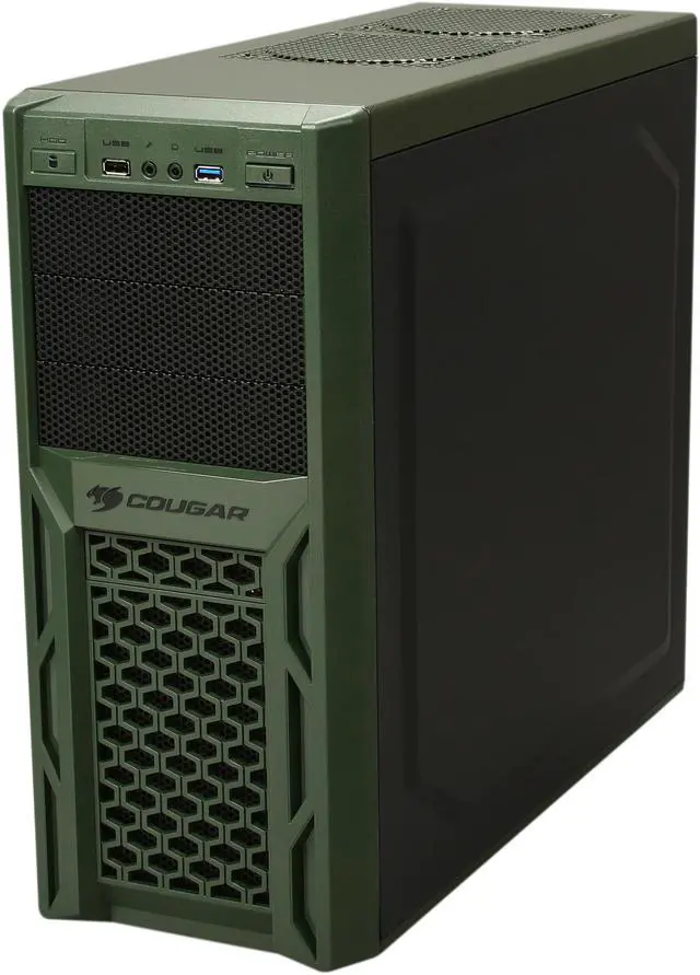 Alt view image 3 of 9 - COUGAR Solution AF-2 Black & Army Green Steel ATX Mid Tower Computer Case with 12cm COUGAR TURBINE HYPER-SPIN Bearing Silent Fan and USB 3.0