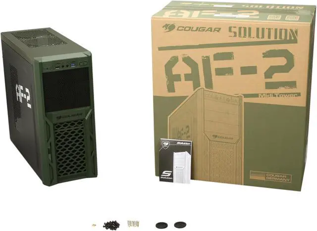 Alt view image 9 of 9 - COUGAR Solution AF-2 Black & Army Green Steel ATX Mid Tower Computer Case with 12cm COUGAR TURBINE HYPER-SPIN Bearing Silent Fan and USB 3.0