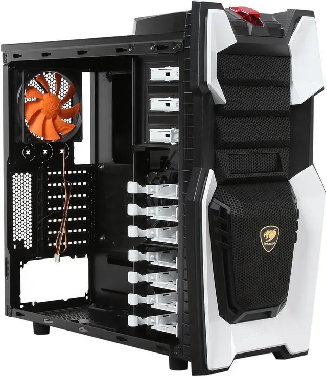Alt view image 7 of 11 - COUGAR Challenger-W White / Black Steel / Plastic ATX Mid Tower Computer Case with 12cm COUGAR TURBINE HYPER-SPIN Bearing Silent Fans and 20cm LED Fan