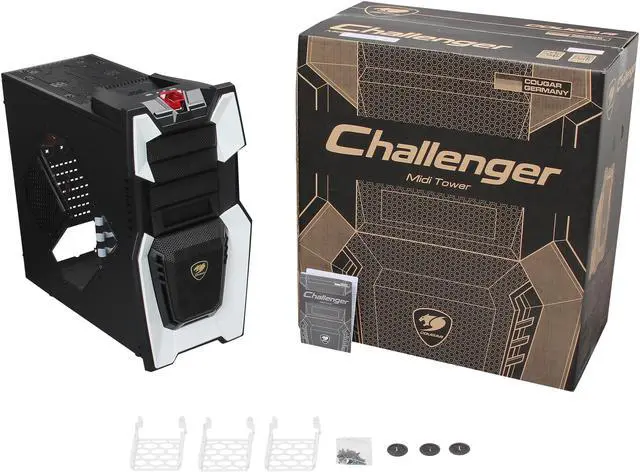 Alt view image 11 of 11 - COUGAR Challenger-W White / Black Steel / Plastic ATX Mid Tower Computer Case with 12cm COUGAR TURBINE HYPER-SPIN Bearing Silent Fans and 20cm LED Fan