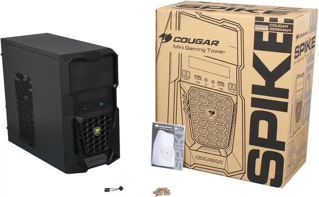 Alt view image 9 of 9 - COUGAR Spike Black Steel / Plastic Micro ATX Mini Tower Gaming Case with USB 3.0 and 12CM Cougar Fan