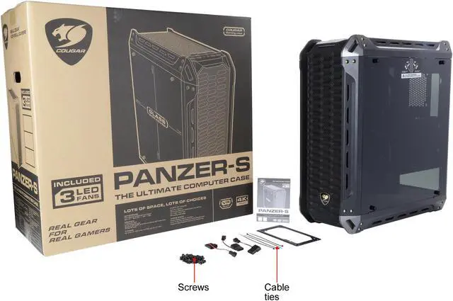 Alt view image 13 of 13 - COUGAR Panzer-S Black ATX Mid Tower Transparent Fortress Computer Case