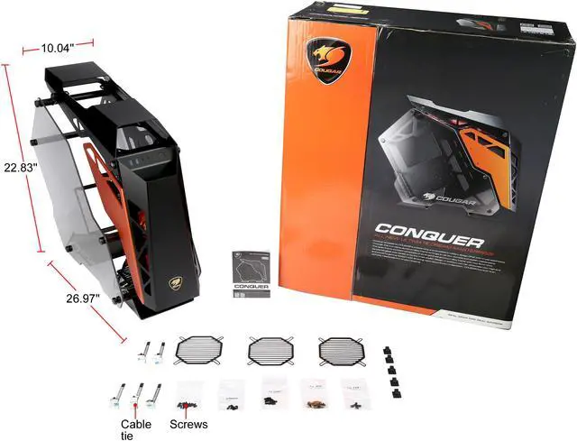 Alt view image 8 of 8 - COUGAR Conquer Aluminum Alloy ATX Mid Tower Aluminum Frame Tempered Glass Gaming Case with LED Fan