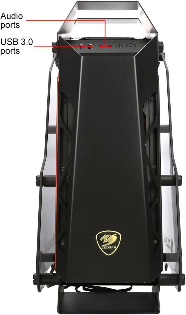 Alt view image 2 of 8 - COUGAR Conquer Aluminum Alloy ATX Mid Tower Aluminum Frame Tempered Glass Gaming Case with LED Fan
