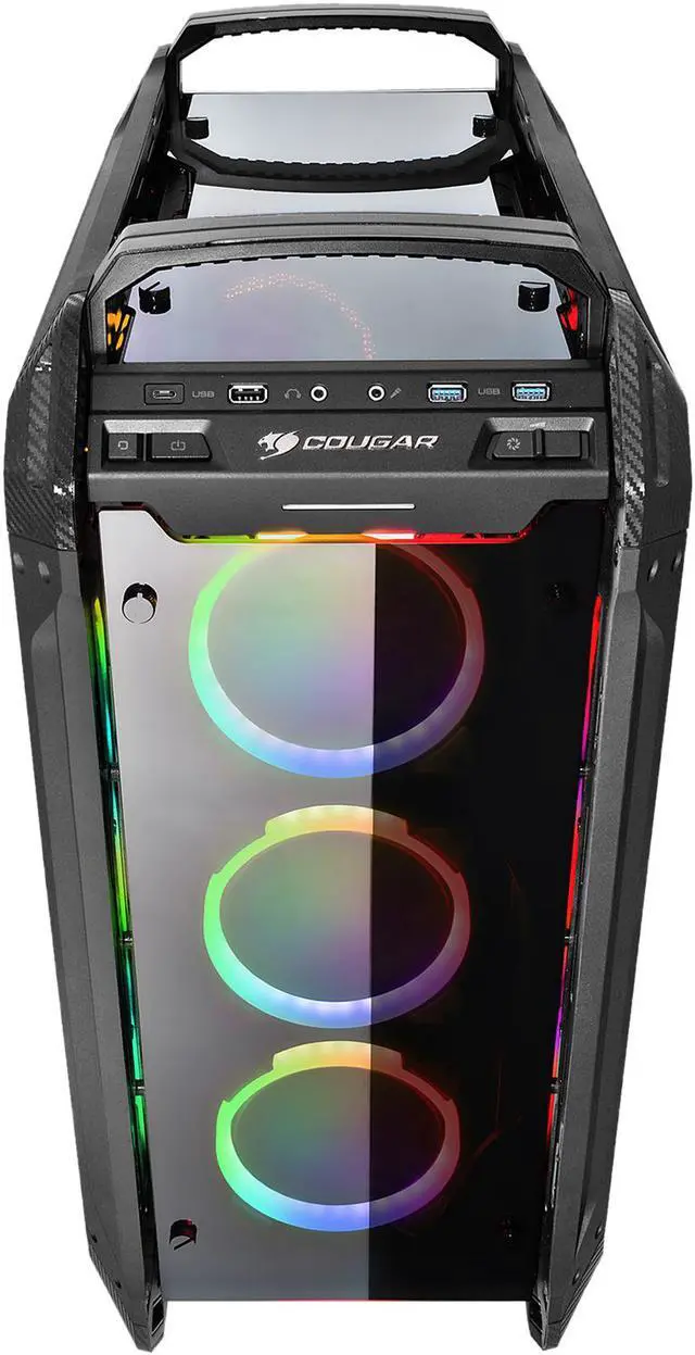 Alt view image 4 of 13 - COUGAR Panzer Evo RGB Black Steel ATX Full Tower RGB LED Gaming Case with Remote