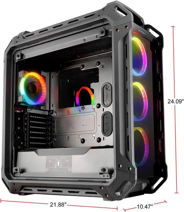 Alt view image 9 of 13 - COUGAR Panzer Evo RGB Black Steel ATX Full Tower RGB LED Gaming Case with Remote