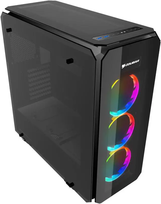 Alt view image 6 of 19 - COUGAR Puritas RGB Black ATX Mid Tower Gaming Case with Pure Tempered Glass Window