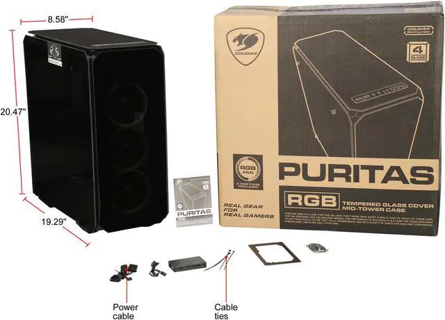 Alt view image 19 of 19 - COUGAR Puritas RGB Black ATX Mid Tower Gaming Case with Pure Tempered Glass Window