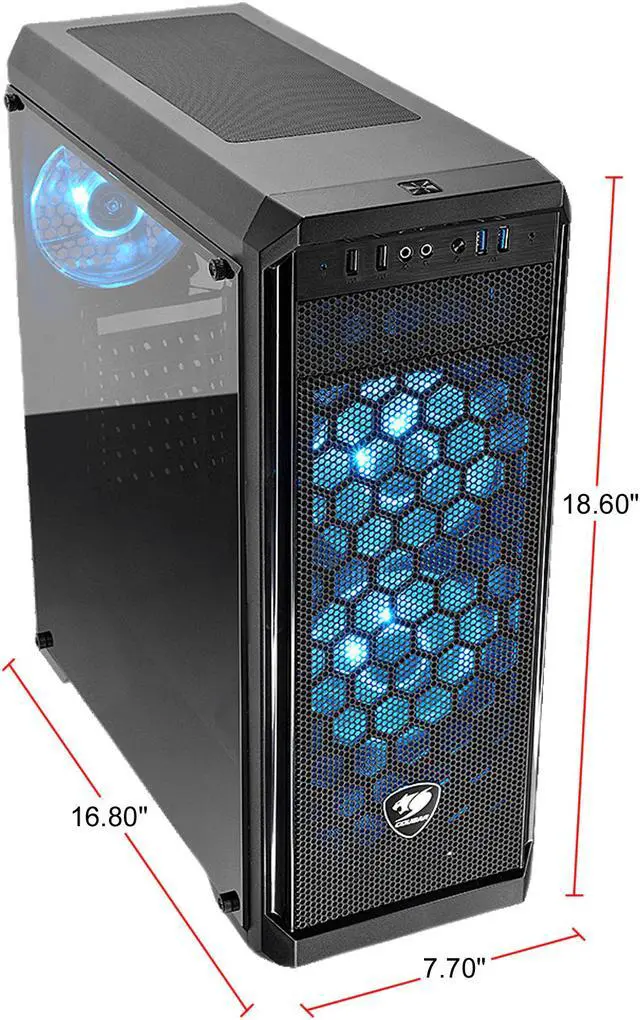 Alt view image 6 of 14 - COUGAR MX330-G Air Black Steel / Tempered Glass ATX Mid Tower Computer Case