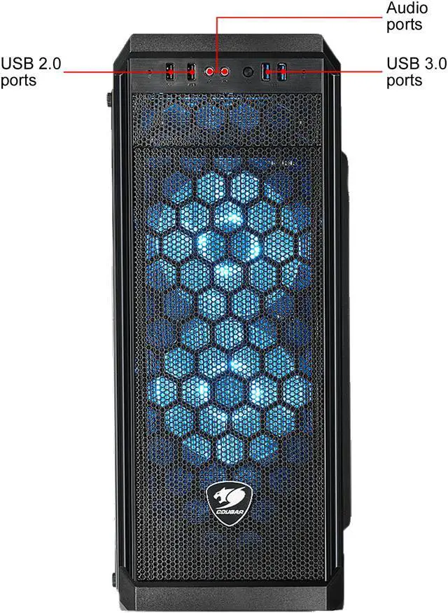 Alt view image 4 of 14 - COUGAR MX330-G Air Black Steel / Tempered Glass ATX Mid Tower Computer Case