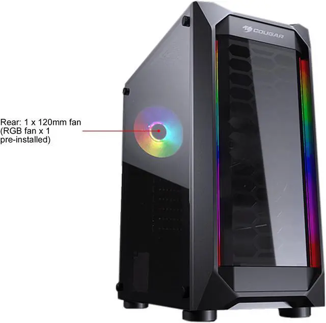 Alt view image 4 of 13 - COUGAR MX410 Black Powerful and Compact Mid-Tower Case with Dual RGB Strips